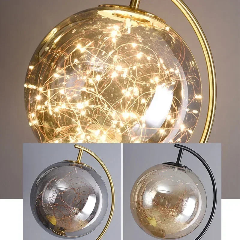 Nordisk Lyxig Glasglob Golvlampa – Stativ & Förvaring