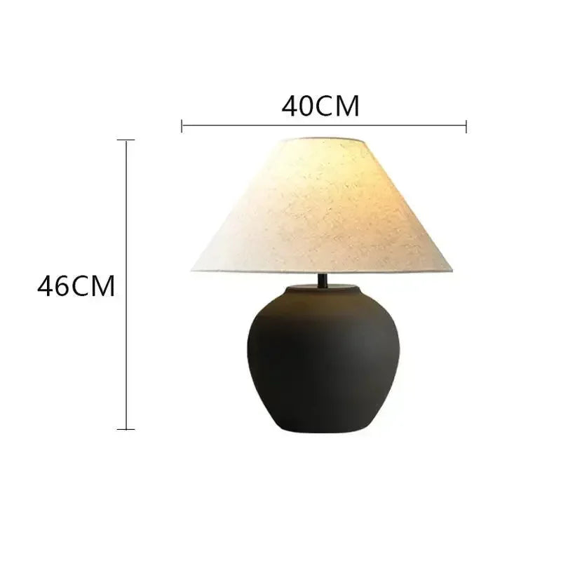 Japansk Kruka Bordslampa Keramik Wabi-Sabi – Handgjord Sovrum & Vardagsrum