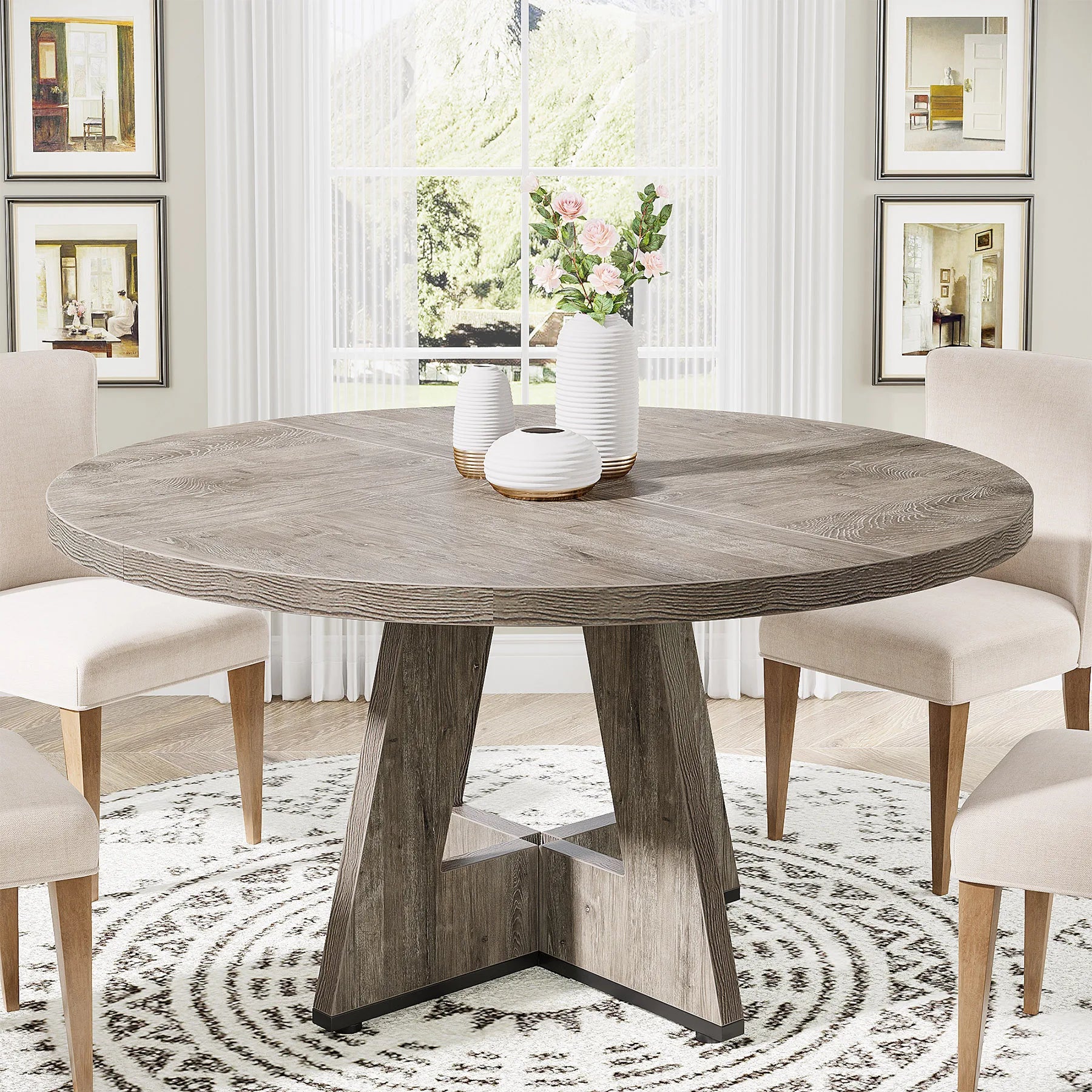 Runt Matbord 120 cm – 4 Pers, Farmhouse Köksbord