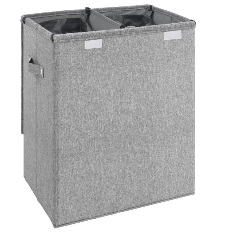 Vikbar Tvättkorg Grå Linnefleece 51×34,5×59 cm – Tvättstuga & Badrum