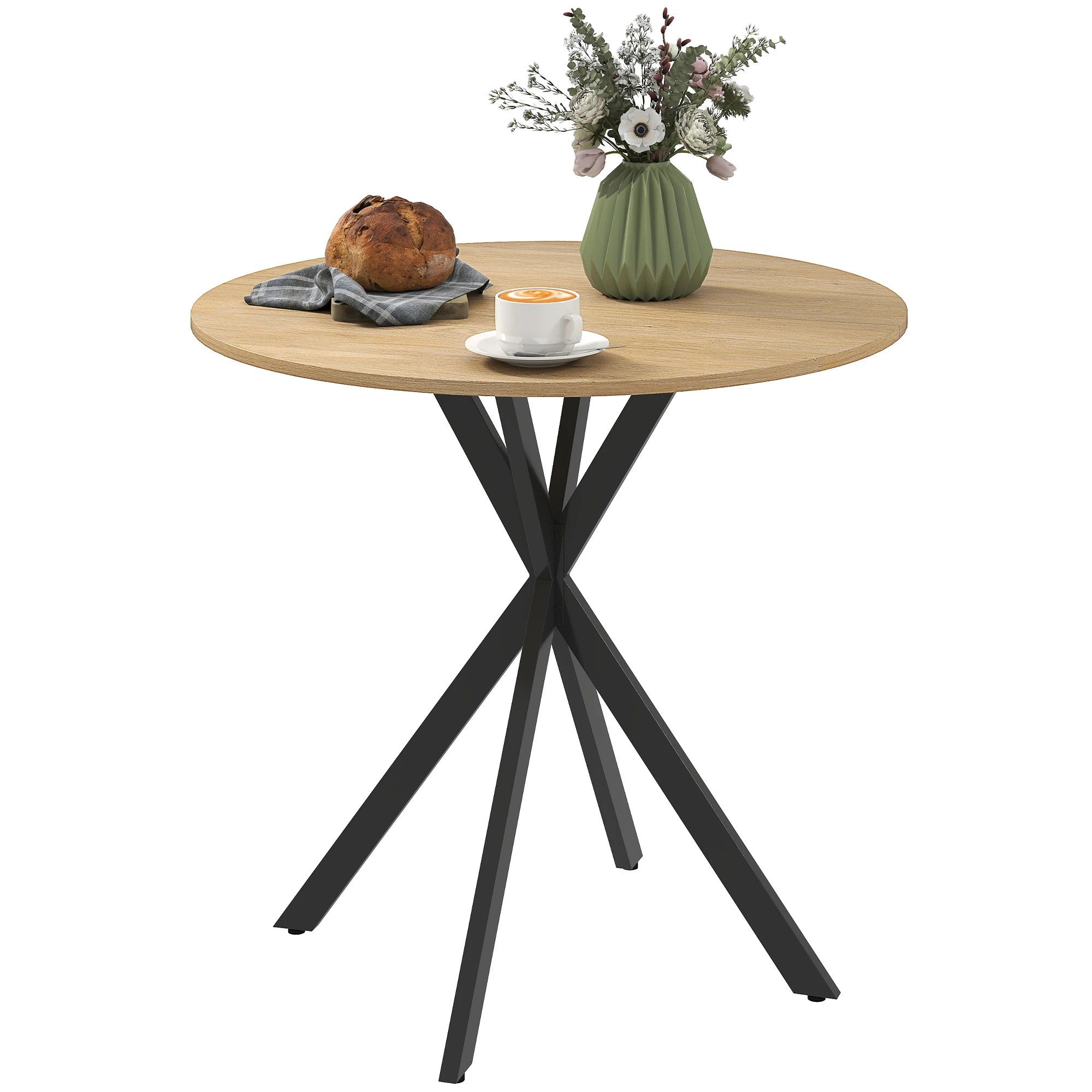 Litet Runt Matbord 2 Pers – Stål & Vit Ek Design