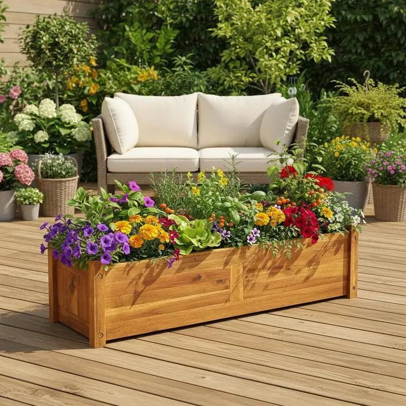 Upphöjd Odlingslåda Massivt Trä 100×30×25 cm – Balkong, Altan & Trädgård