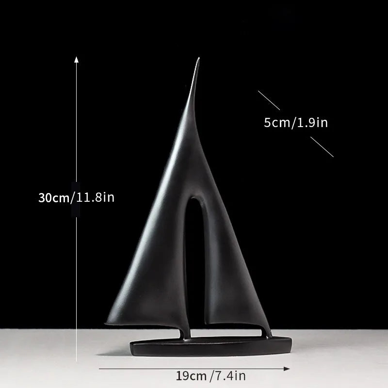 Minimalistisk Segelbåts Ornament Resin – Nisch Lyckosymbol Vardagsrum