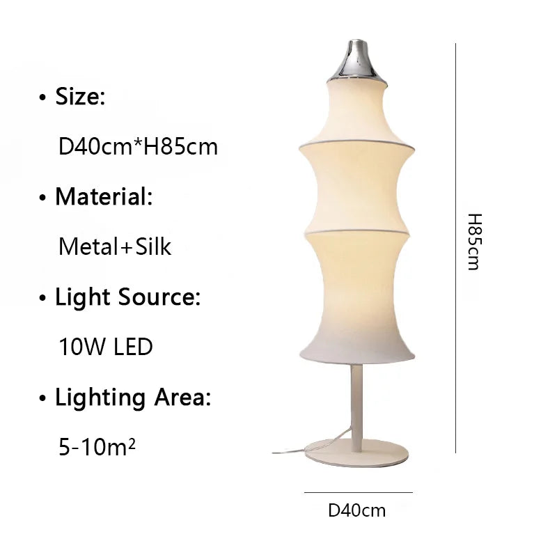Nordisk Wabi-Sabi Silke Golvlampa – Japansk LED Sovrum & Vardagsrum