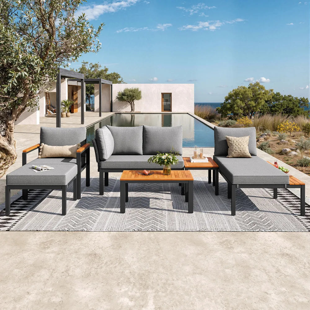Modulärt Loungeset – Soffgrupp & Träbord