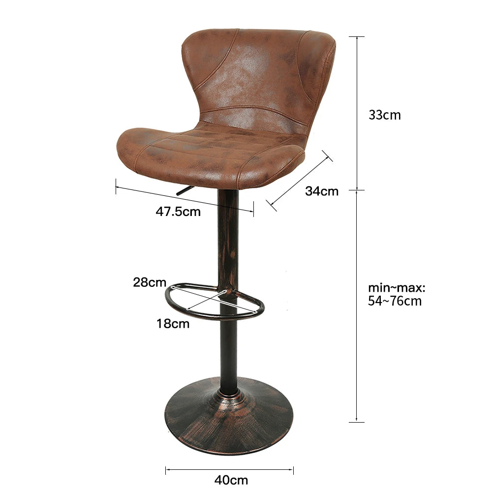 Retro Barpall i Läder – Höj/Sänkbar, 2-pack