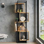 Öppen Bokhylla Metall & MDF 59×30×180 cm – 4 Fack Industriell Fristående