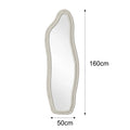 Superaly Vågig Golvspegel Asymmetrisk – Sammetsträ Helkroppsspegel Sovrum