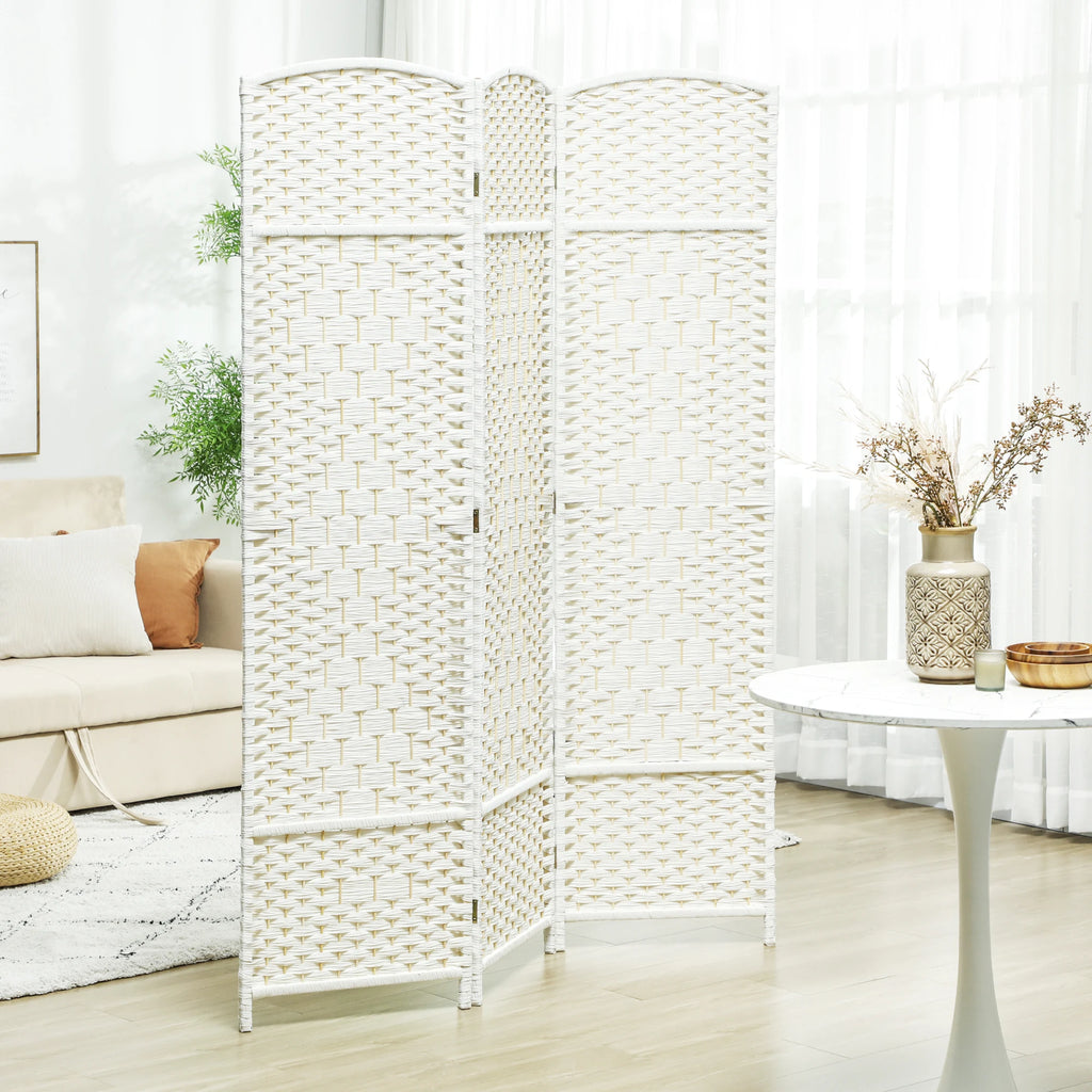Trä Rumsavdelare 3 Paneler 135×180 cm Vit – Vikbar Skärm Sovrum & Vardagsrum