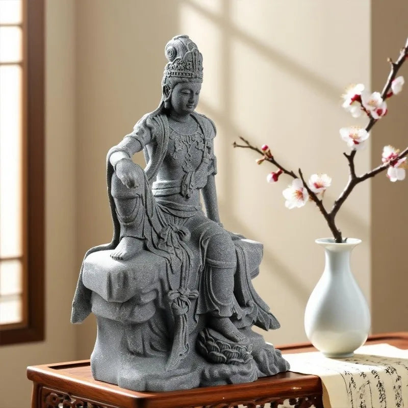 Guanyin Staty Hemdekor – Andlig Lugn Skulptur Vardagsrum & Meditation