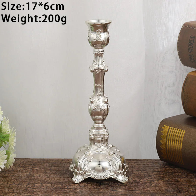 2-Pack Guld & Silver Ljusstake Europeisk – Bröllop Metallbordsdekor
