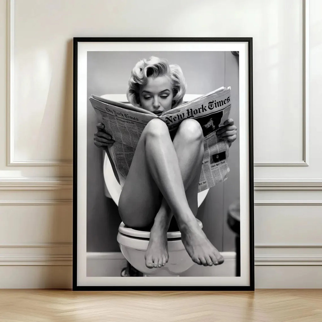 Svartvit Konst Canvas Poster – Kvinna med Kamera Vardagsrum & Badrum