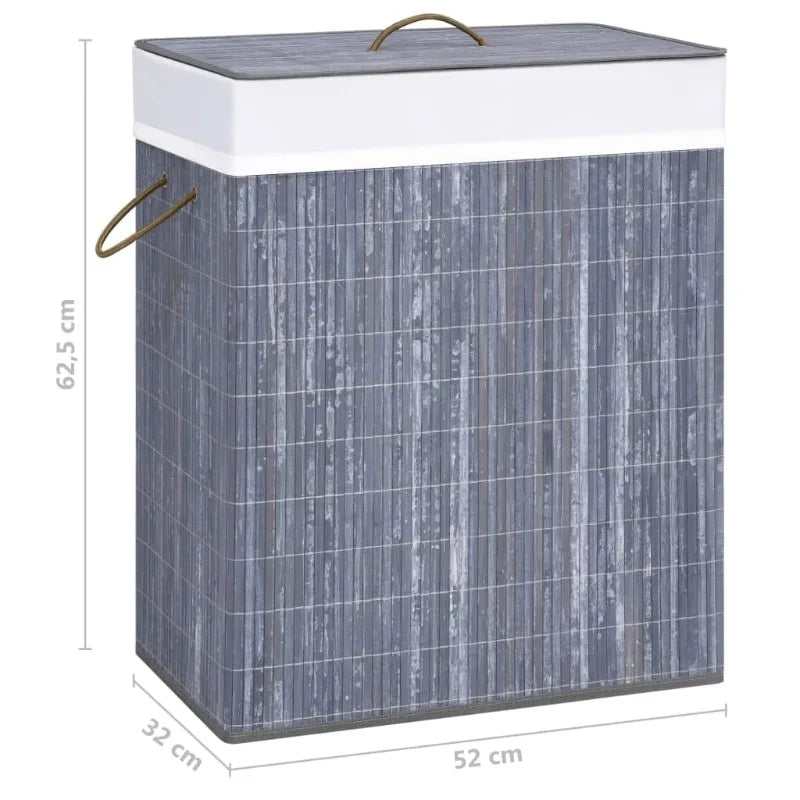 Tvättkorg Bambu 100 L Grå 2 Sektioner – Tvättstuga & Badrum Sortering
