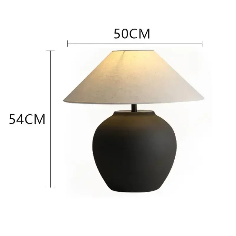 Japansk Kruka Bordslampa Keramik Wabi-Sabi – Handgjord Sovrum & Vardagsrum