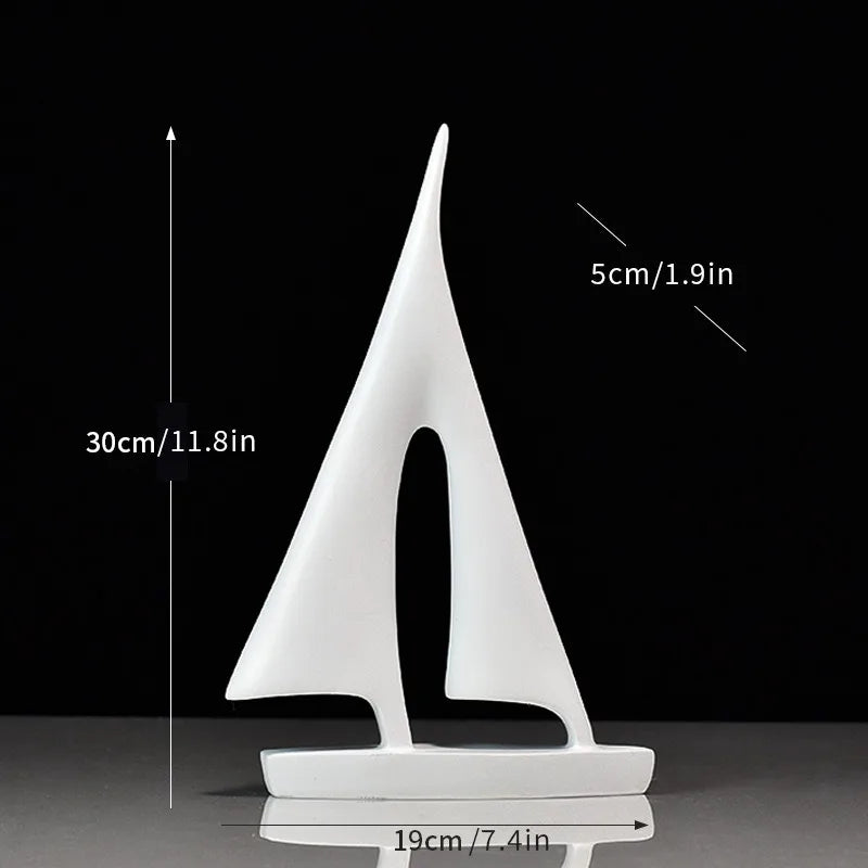Minimalistisk Segelbåts Ornament Resin – Nisch Lyckosymbol Vardagsrum