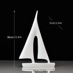 Minimalistisk Segelbåts Ornament Resin – Nisch Lyckosymbol Vardagsrum
