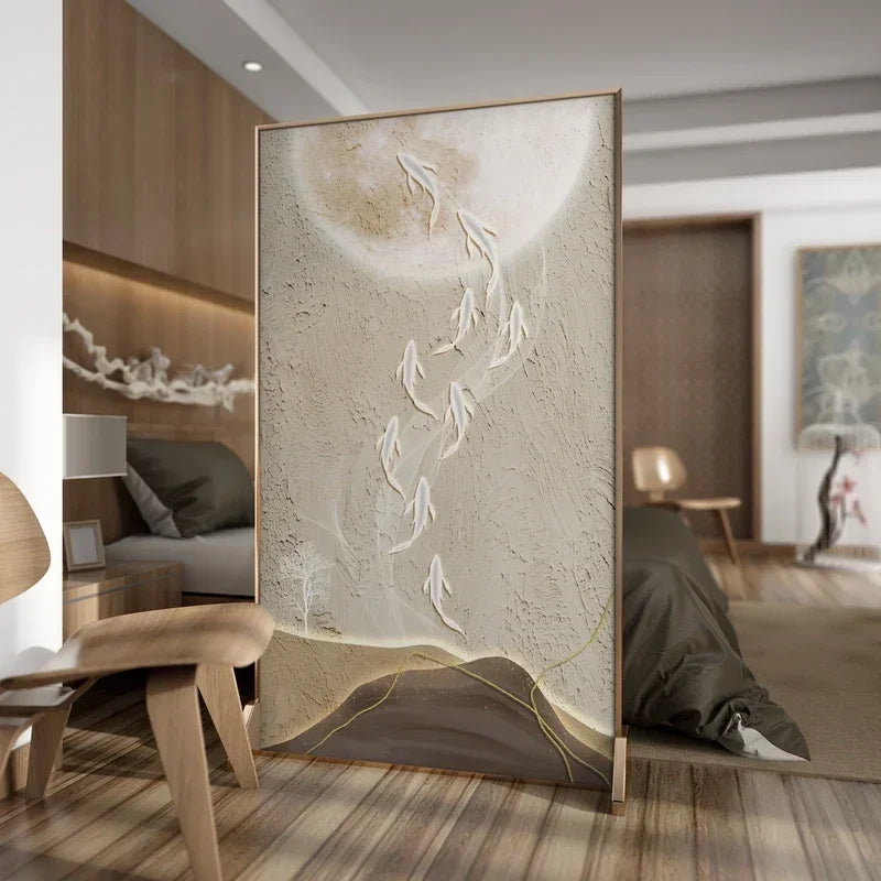 Lyxig Nio Fisk Skärm 80×180 cm – Modern Hall & Sovrum Metall & Trä Partition
