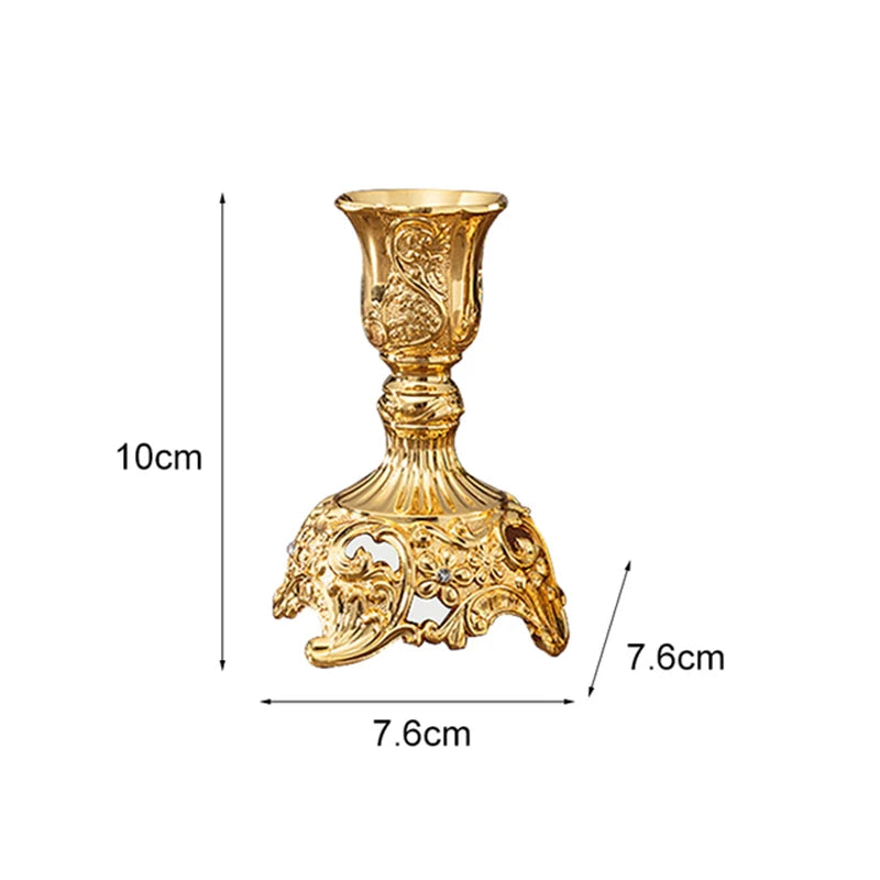 2-Pack Guld & Silver Ljusstake Europeisk – Bröllop Metallantik Bordsdekor