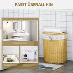 Wickertvättkorg Naturlig Rattan – Avtagbar Innerpåse & Tätande Lock