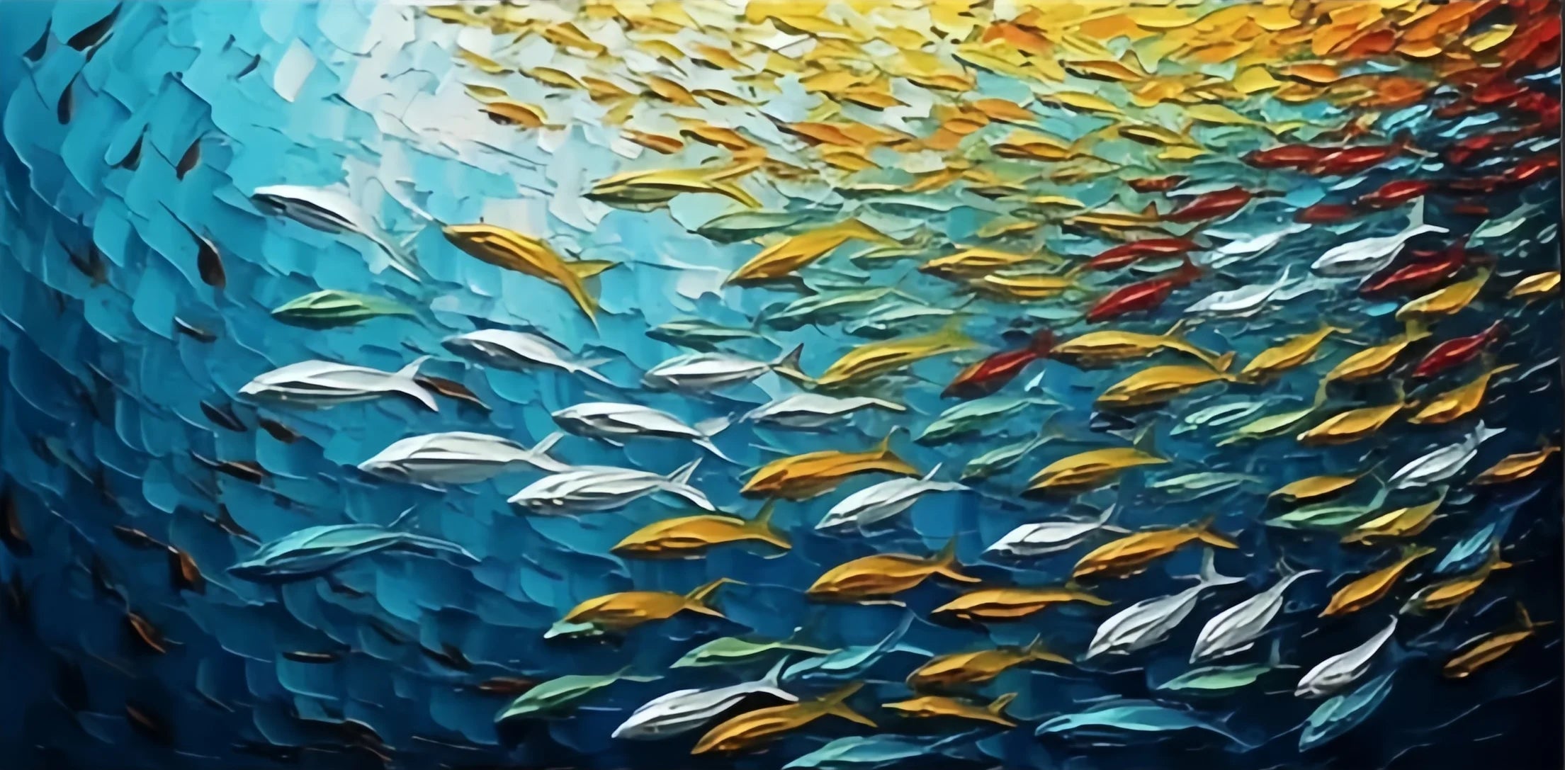 Nordisk Abstrakt Blå Fisk Canvasmålning – Stor Graffiti Poster Vardagsrum