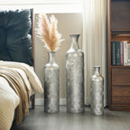 Modern Metallvaser Set 3 Silvervåg 50/66/83 cm – Golvvas Vardagsrum & Hall