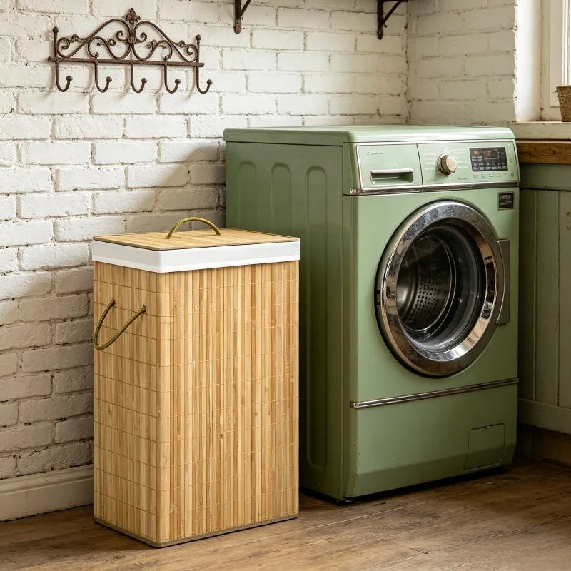 Bambu Tvättkorg 72 L 2 Sektioner – Tvättstuga & Badrum Sortering