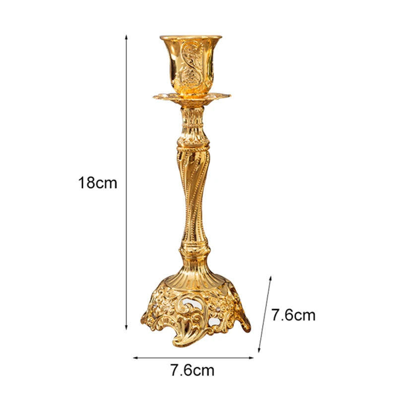 2-Pack Guld & Silver Ljusstake Europeisk – Bröllop Metallbordsdekor