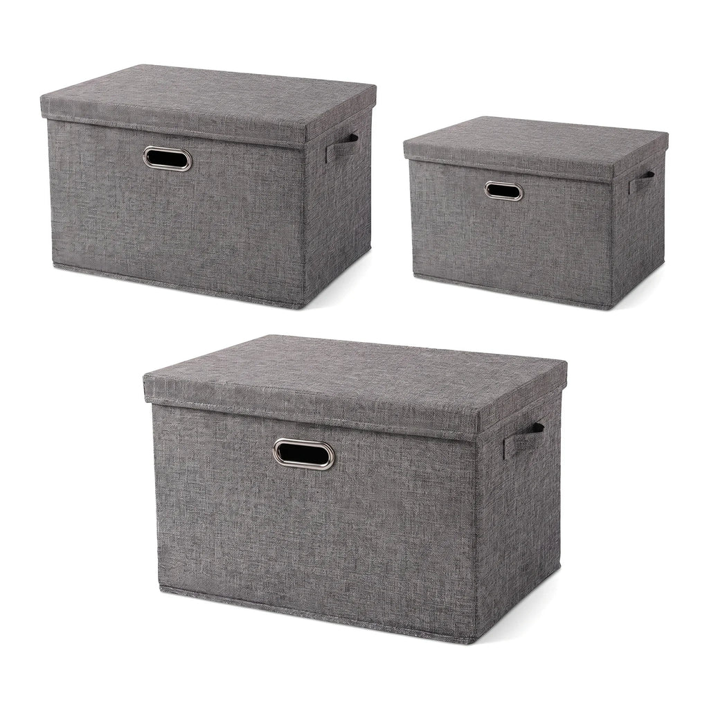 3-Pack Vikbara Förvaringskuber S M L Tvättbara – Lock Garderob & Barnrum