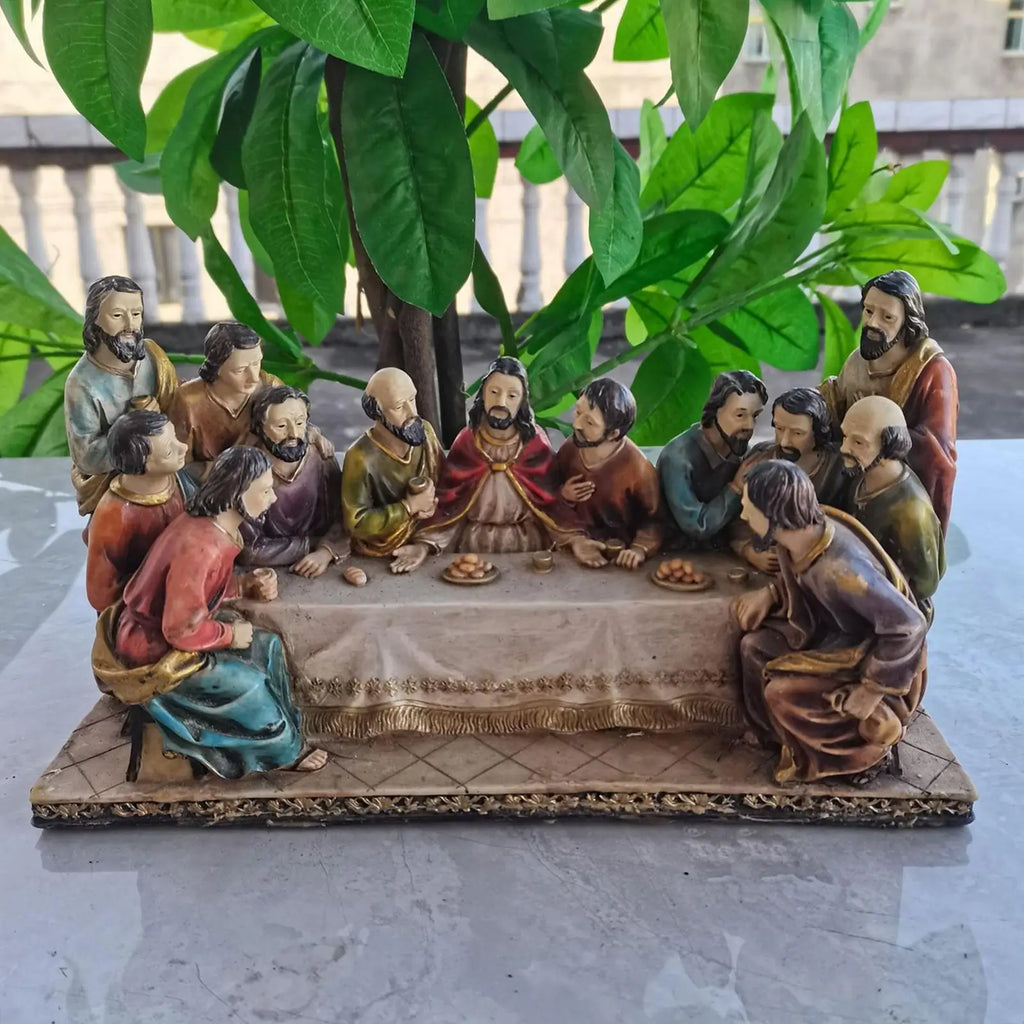 Nattvarden Resin Figursats – Katolsk Religiös Hemdekor Jesus & Lärjungar