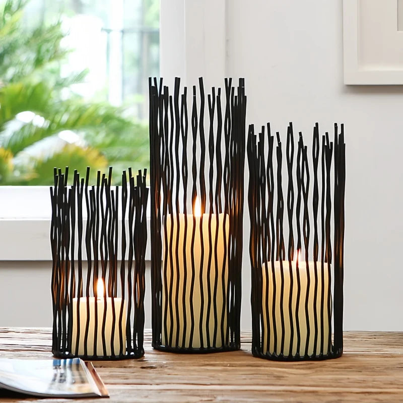 Nordisk Lyx Järnlykta Ljuslykthållare Cylinder – Skrivbord & Bröllopsdekor