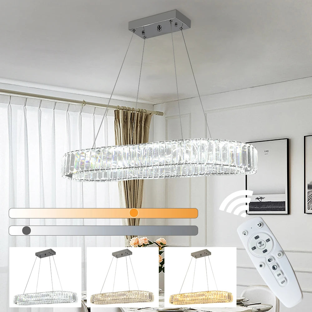 Nordisk Oval Kristalltakkrona – Lyxig LED Hotell & Hem