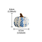 Blå & Vit Porslin Pumpa Skulptur – Kreativt Skrivbordsornament Rumsdekor