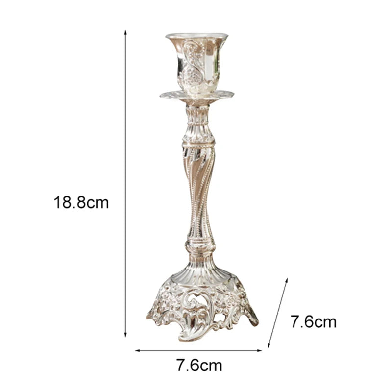 2-Pack Guld & Silver Ljusstake Europeisk – Bröllop Metallbordsdekor