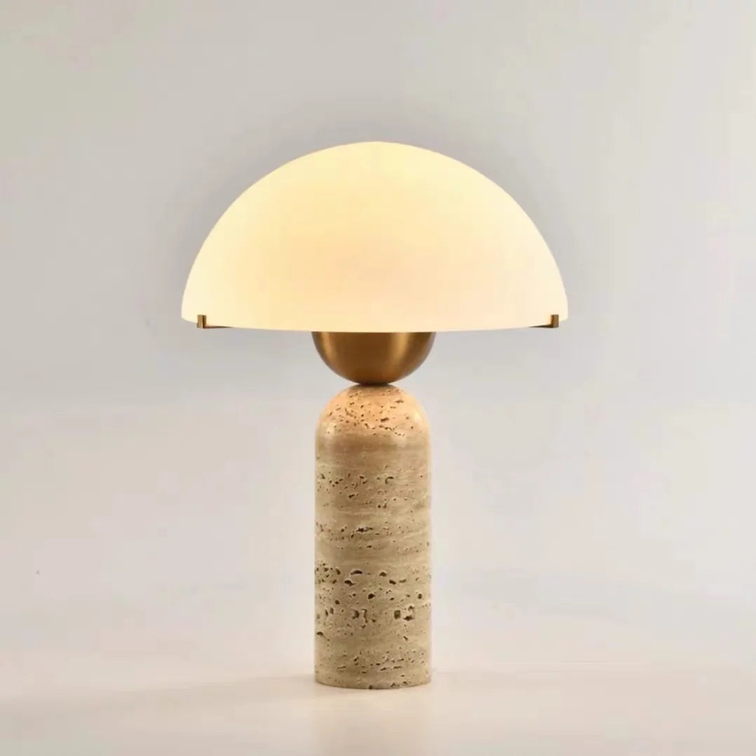 Nordisk Retro Travertin Bordslampa – Glas Amerikansk