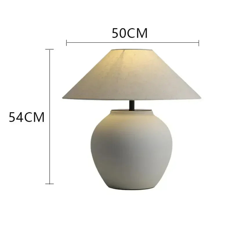 Japansk Kruka Bordslampa Keramik Wabi-Sabi – Handgjord Sovrum & Vardagsrum