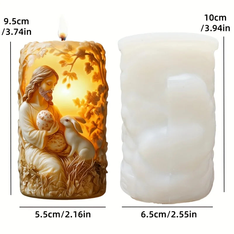 Påskformad Doftljussilikonform – Jesus & Kanin Resin Gjutform Hantverk