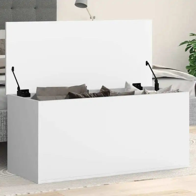 Vit Förvaringskista 100×42×46 cm Ingenjörsvirke – Dekorativ Hemorganisering