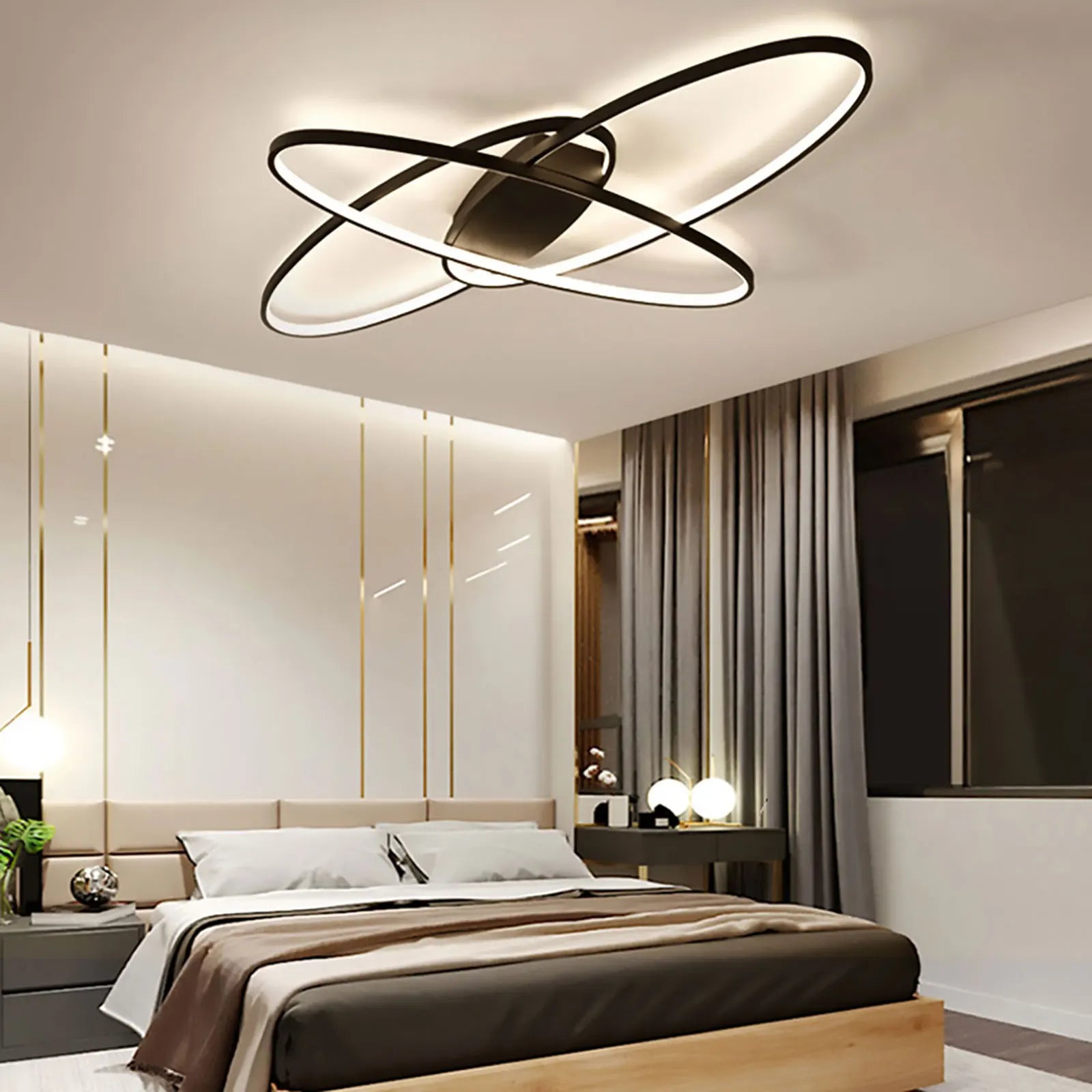 Geometrisk LED Taklampa Svart 40W – 3 Färger Dimbar