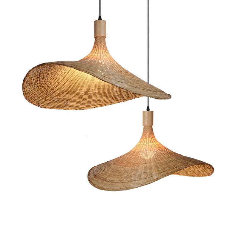 Japansk Wabi-Sabi Bambu Hänglampa – Rattan & Te-rum