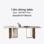 Minimalistiskt Rektangulärt Marmormatbord – 4 Stolar