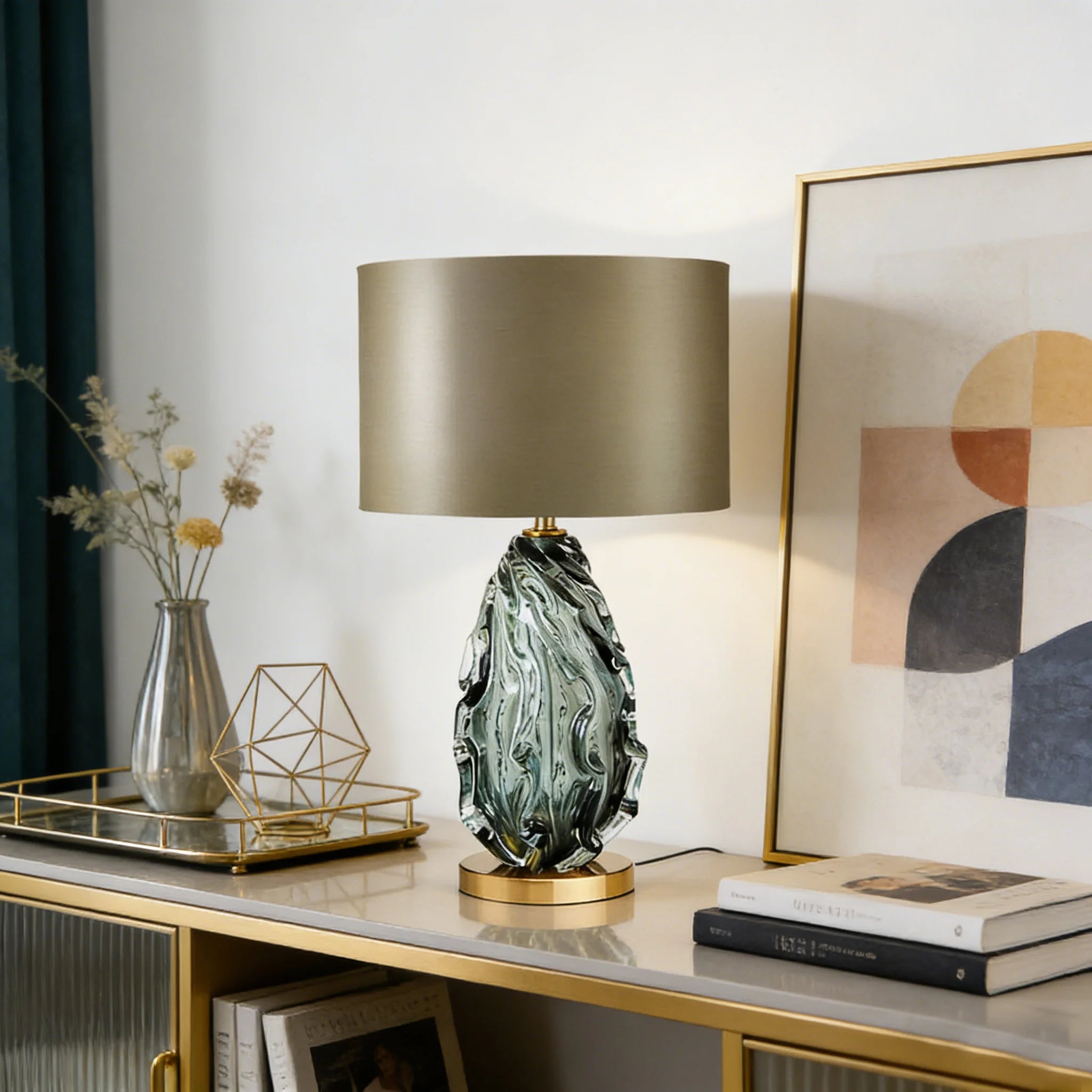 Kreativ Glasbordslampa Grön – Lyxig Hotell & Villa E27