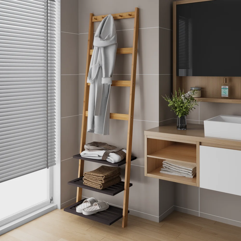 Bambu Kappstell med Skohylla – Naturlig & Koltänsfärg Hall & Entré