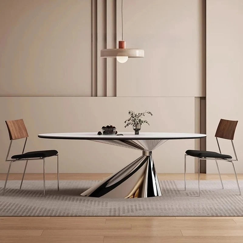 Designer Marmormatbord Runt – Platsbesparande Vardagsrum
