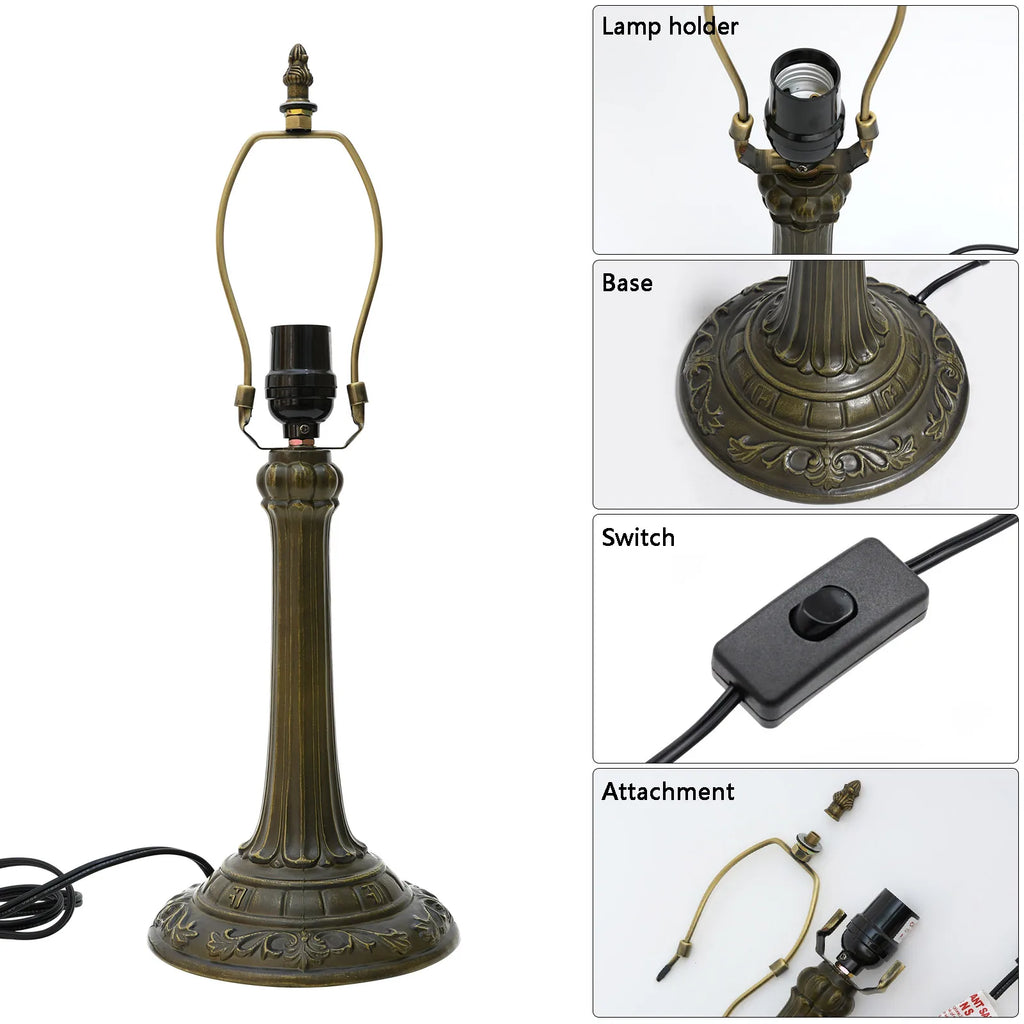 Vintage Lampfot Antik Mässing – E27/E26 för 20–30 cm Lampskärm