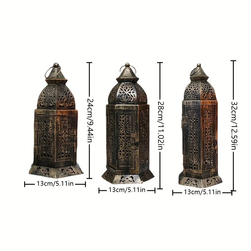Moroccan lykta i retrodesign – dekorativ metalllykta för ljus, uteplats, vardagsrum och matbord