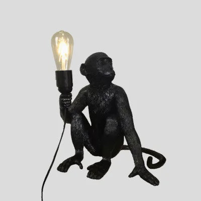 Nordisk Apa Vägglampa Resin – Kreativ Djurlampsskylt Barnrum & Restaurant