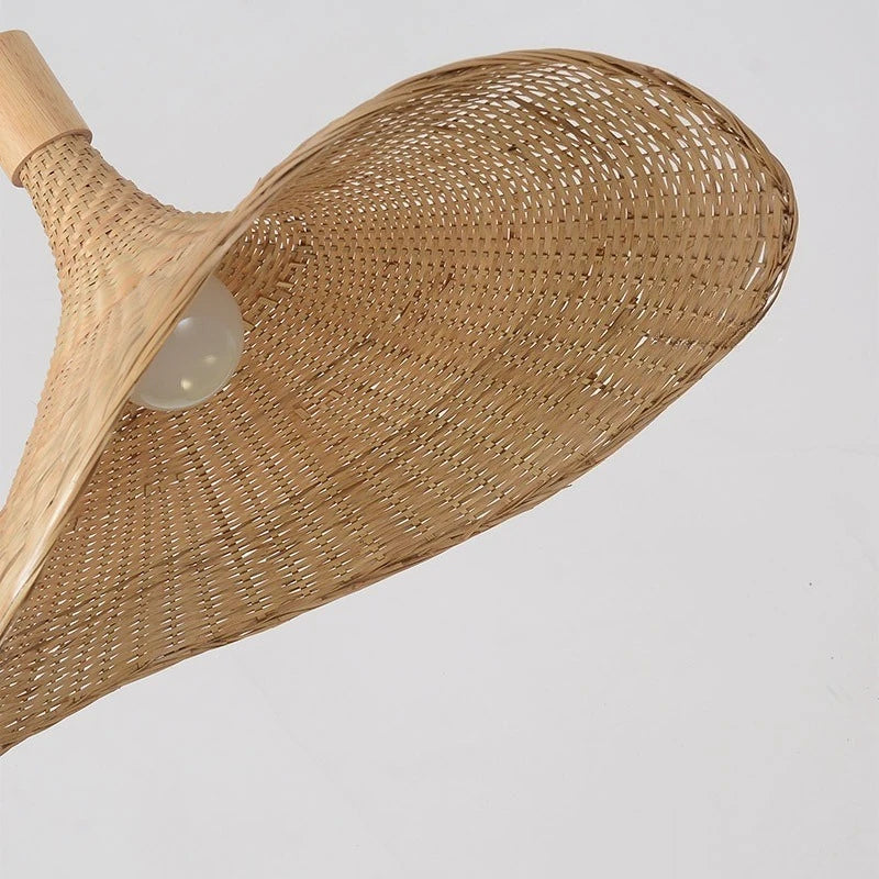 Japansk Wabi-Sabi Bambu Hänglampa – Rattan & Te-rum