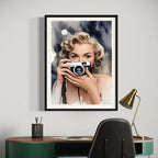 Svartvit Konst Canvas Poster – Kvinna med Kamera Vardagsrum & Badrum