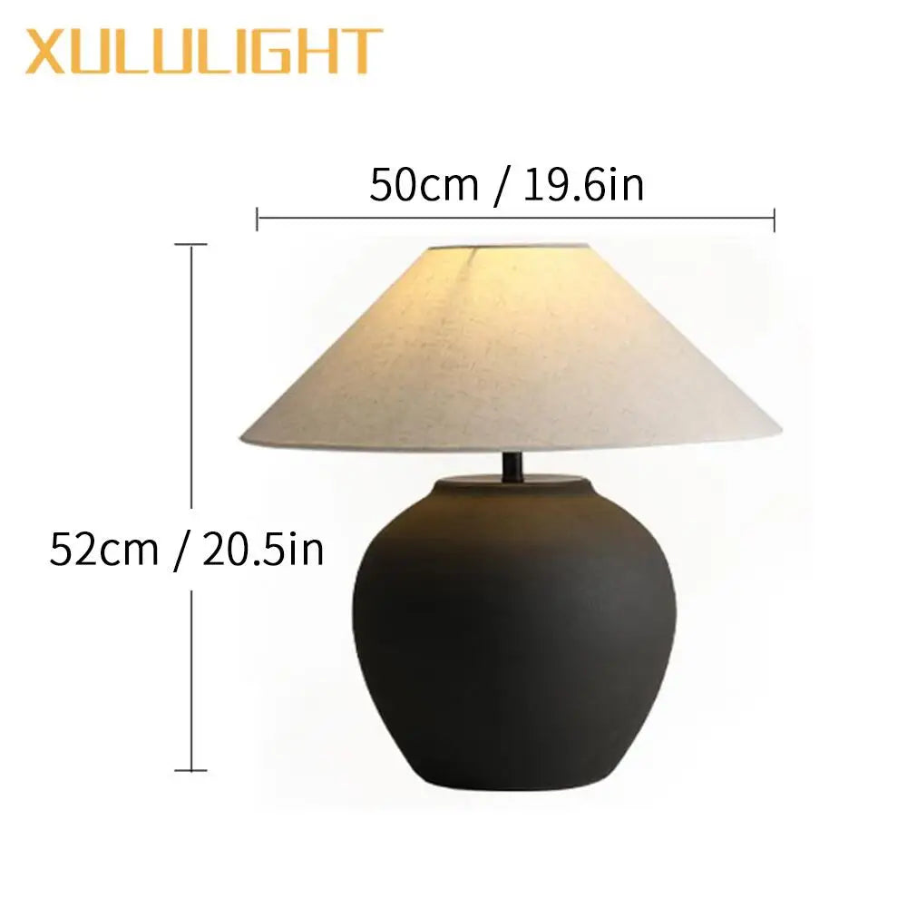 Wabi-Sabi Keramisk Bordslampa Svart – Japansk Retro