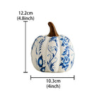 Blå & Vit Porslin Pumpa Skulptur – Kreativt Skrivbordsornament Rumsdekor